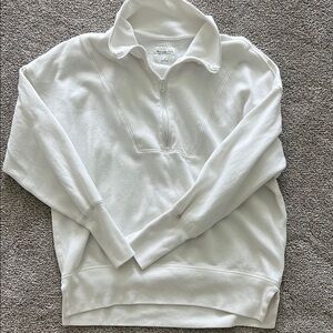 Abercrombie White Half-Zip Sweater